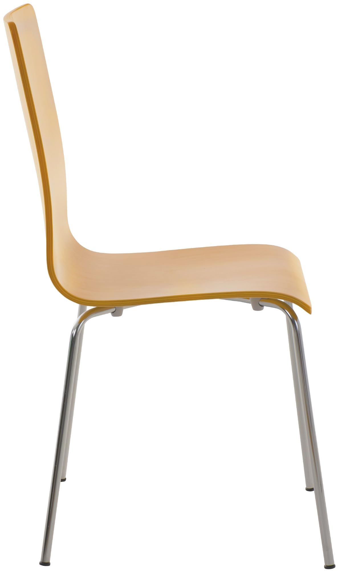 CLP Juego de 4 Sillas de Espera Pepe, Silla de Visitas con Asiento de Madera Ergonómico, Soporte Metálico, Color Natura