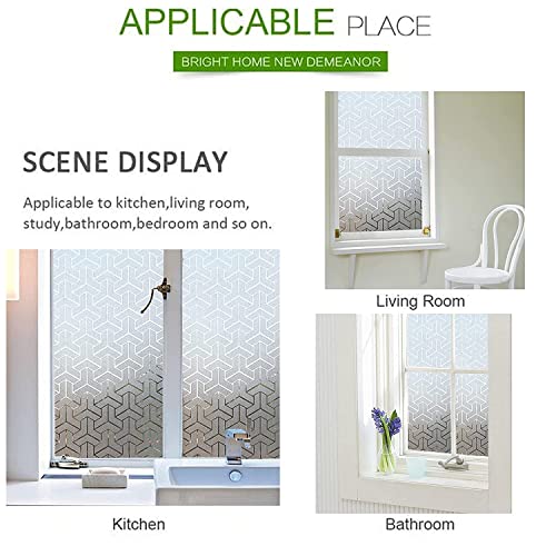 Image of WISDOM Privacy Window Film Frosted Glass Film Glass Film No Glue Anti-UV Window Sticker Non Adhesive for Privacy Office Meeting Room Bathroom Living Room (T Pattern Frosted, 24 x 52 inch)