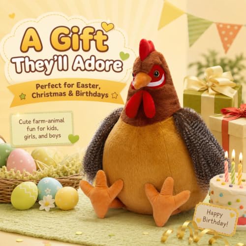 Image of BENINY 25.5 Inch Giant Chicken Stuffed Animal, Realistic Jumbo Hen Plush Toy, Soft Farm Animal Plushie for Kids, Girls, Boys, Easter Christmas Birthday Gifts