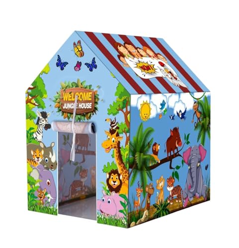 Image of Play Tent House for Kids - Lightweight Indoor Outdoor Play House for Boys & Girls | Multicolor (Jungle)