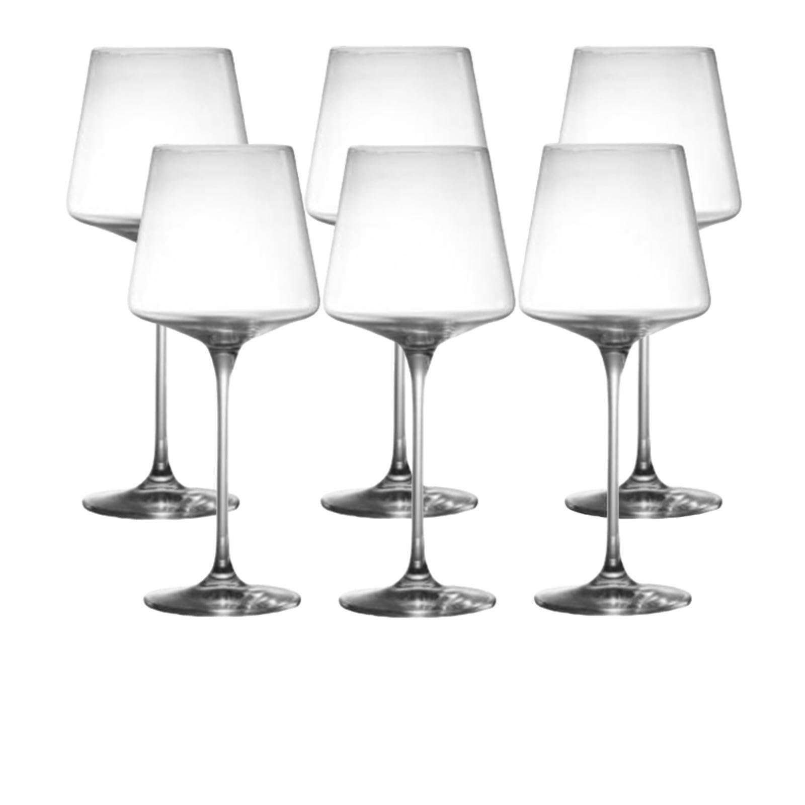 Copas de vino tinto de cristal, copas sopladas a mano de 18 onzas, vidrio transparente de tallo largo para degustación de vino tinto y blanco, boda, fiesta (6pcs)