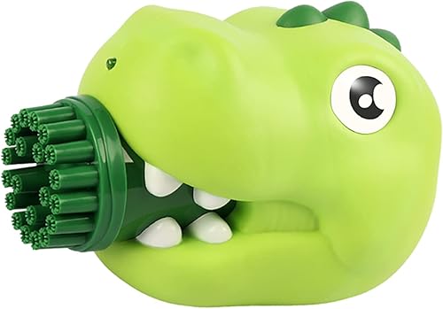 Máquina para hacer burbujas para niños, pistola de mano de burbujas de 21 agujeros con luz, soplador de velocidad de burbujas grandes de dinosaurios