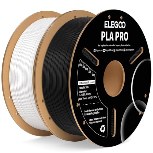 Image of ELEGOO PLA PRO Filament 1.75mm Black & White 2KG, Improved Rigidity Easy to Print 3D Printer Filament Dimensional Accuracy + /- 0.02mm, 2pcs 1kg Spool (2.2lbs) Fits for Most FDM 3D Printers