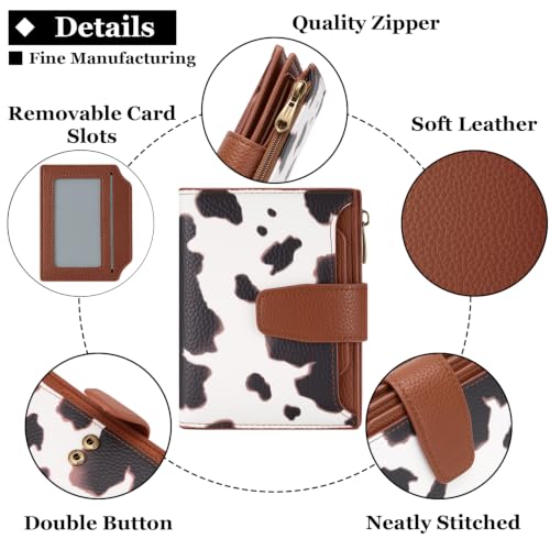 Image of Airkit Small Wallet Women RFID Blocking Soft Leather Bifold Compact Card Holder Wallet for Women with Zipper Coin Pocket 4 ID Window