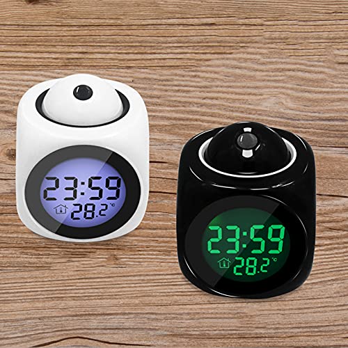 Projection Alarm Clock For Bedrooms Digital Voice Report Alarm Clock 12/24 Hdigital Electric Clocks Projection On Ceiling With Voice Talking Led Time Temperature Display For, Bedside , Office (White) #TOP6