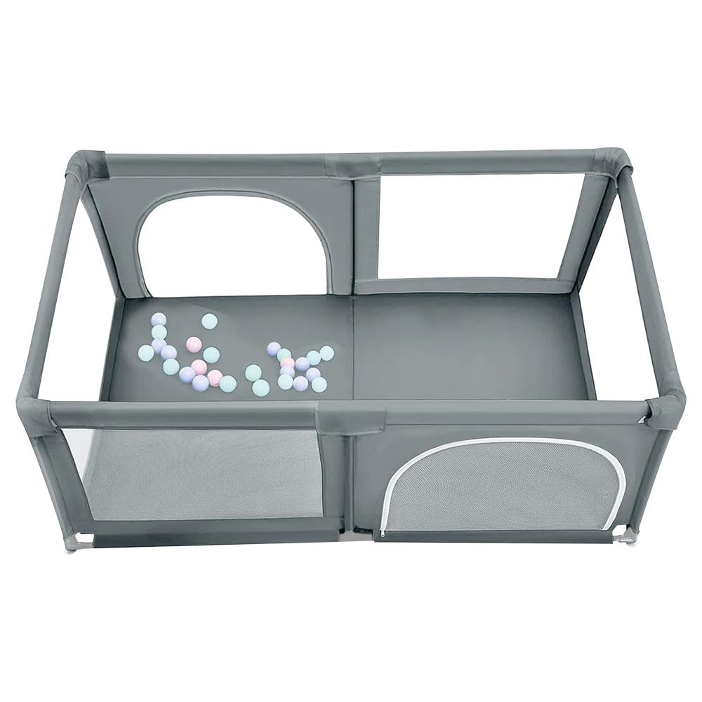 Parc pour Chiens et Chiots avec Porte et Ventouses en TPR, Enclos Intérieur en Tissu Oxford et Filet Nylon, pour Petits et Moyens Animaux (Gris foncé, 180x120 cm)