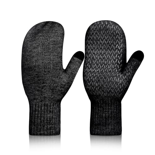 Alpaka Wolle Dicke Fäustlinge Damen Sehr Warme Doppellagige Winddichte Manschette Touchscreen Weiche Strick ThermoHandschuhe Winter Mit Fleecefutter Für Hundespaziergang...