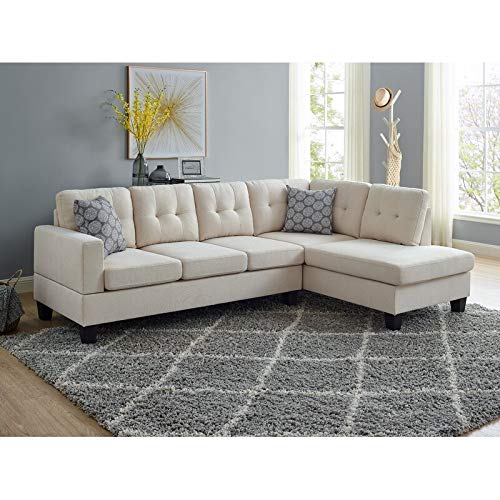 Image of BLACK OAK Adryel 98'' Wide Right Hand Facing L Sofa & Chaise Sofa Set Beige