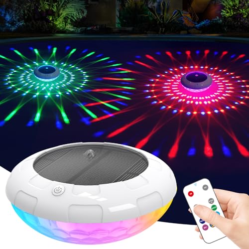 KingSom Lumiere Piscine Flottante avec Télécommande, Lampe Flottante Piscine Solaire avec 12 Modes Colorés, Étanche IP68 Lampe Piscine, Éclairage Piscine,...