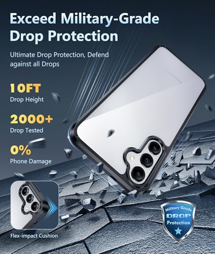 Image of FNTCASE for Galaxy A14-5G Phone Case: for Samsung Galaxy A14-5G Clear Case Military Grade Drop Protection Anti Yellowing Cell Phone Cover - Rugged Shockproof Protective Transparent Cases (Black)