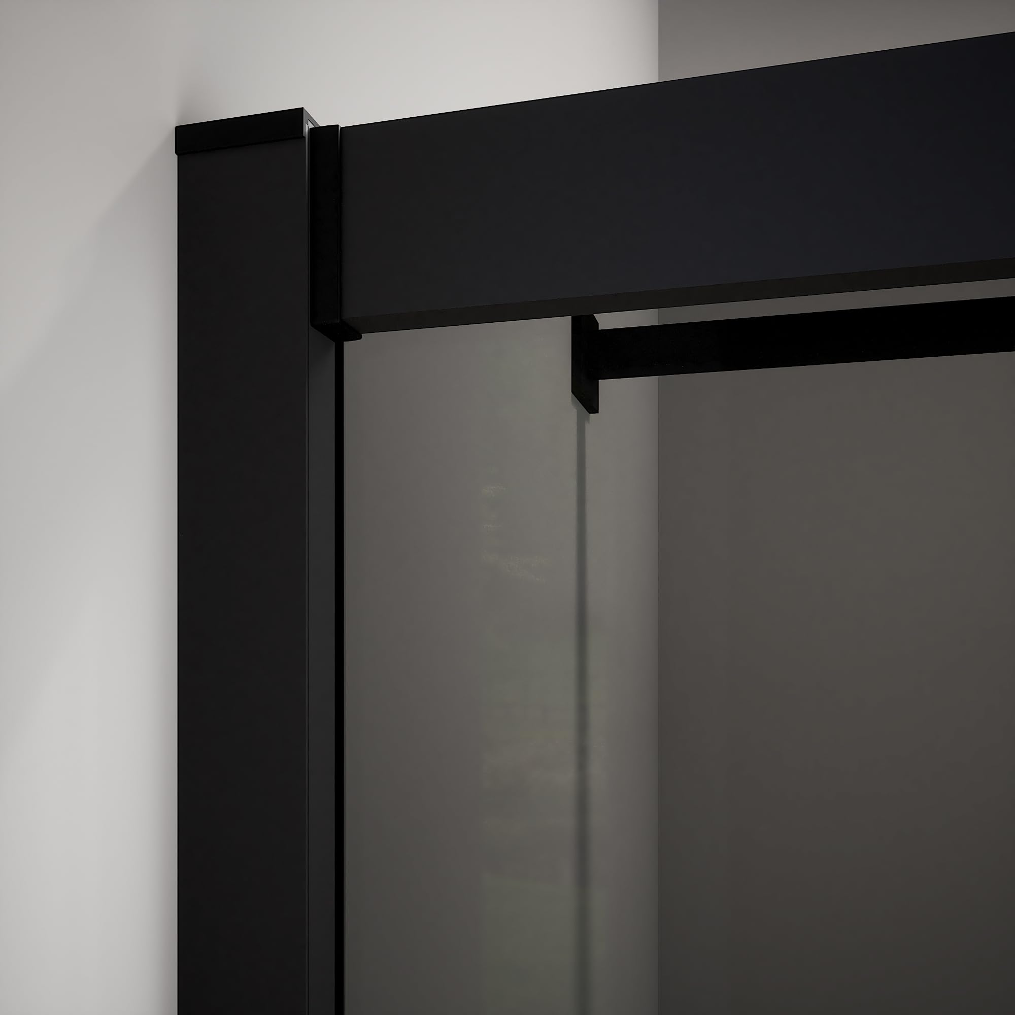 Box Doccia Angolare Due Ante Scorrevoli Cristallo Temperato 6mm Profili Squadrati Nero Opaco Altezza 185 cm - Tonga (Vetro Fumè, 80x80)