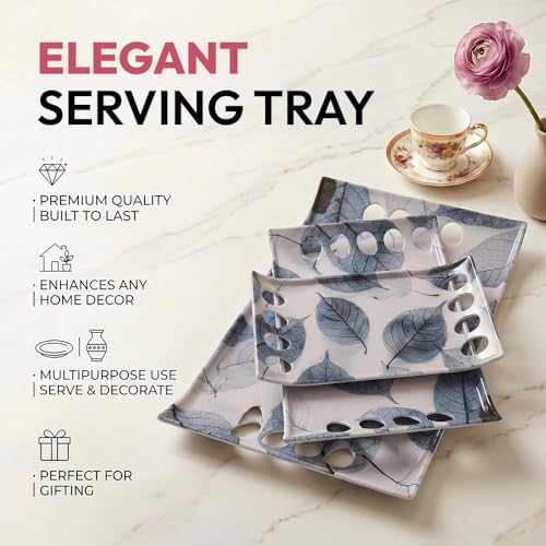 Image of U.P.C Tray Set for Serving /Serving Tray Set of 3 / Premium Printed Tray for Serving /Multi-Use Nashta Plate (Small, Medium & Large)