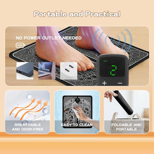 Portable MHD TENS Foot Massager for Plantar Fasciitis &#038; Neuropathy Pain Relief &#8211; Deep Tissue Electric Muscle Stimulator, Adjustable Intensity, Lightweight Design for Home, Travel, Office Use