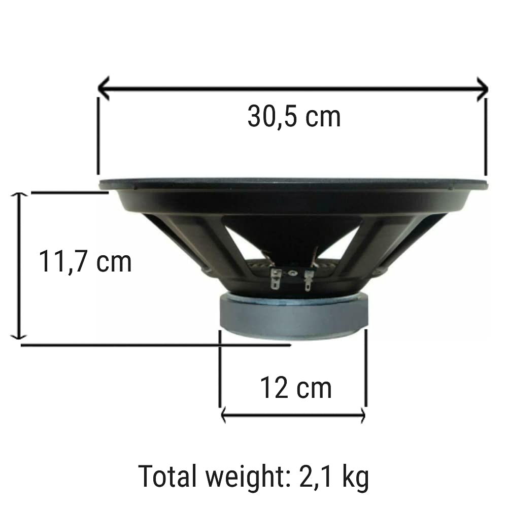 1 WEB W-128 Altavoz woofer 30,00 cm 300 mm 12" 125 vatios rms 250 vatios máx con impedancia 8 ohmios Discoteca casa sensibilidad 94 db, 1 Pieza