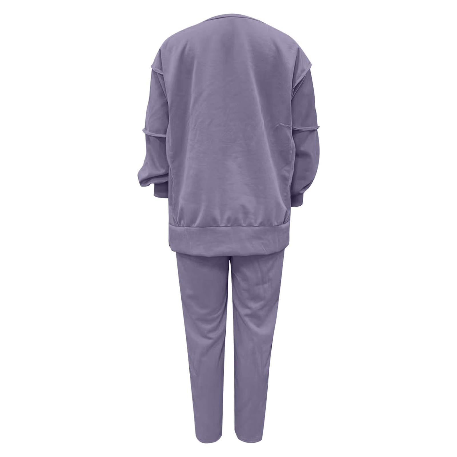 hausanzug damen,damen hausanzug 2-teilig winter, lässiges, einfarbiges, rundhalsausschnittlanges Oberteil mit vielseitigen Hosen und zweiteiligem sets Kleidung Elegant*