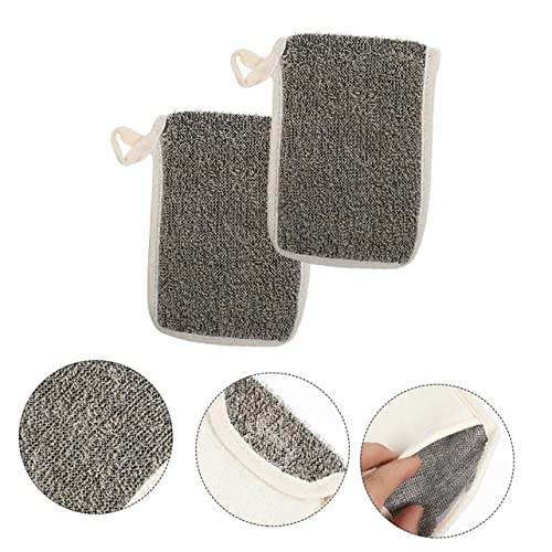 Beatifufu 2pcs Black Linen Soap Bag Bubble Making Net Pouch Foaming Net Bar Soap Loofah Pouch Linen Organizer Bubble Foam Net Drawstring Soap Bag Mesh Flax Soap Bubbles Pocket - Image 3