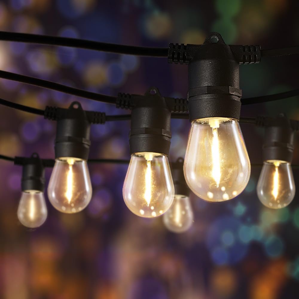 LED Outdoor String Lights Geecol 49Ft Waterproof IP65 Commercial Grade