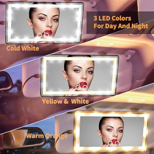 Espejo de Maquillaje LED Recargable para Auto Rectangular miniatura 2
