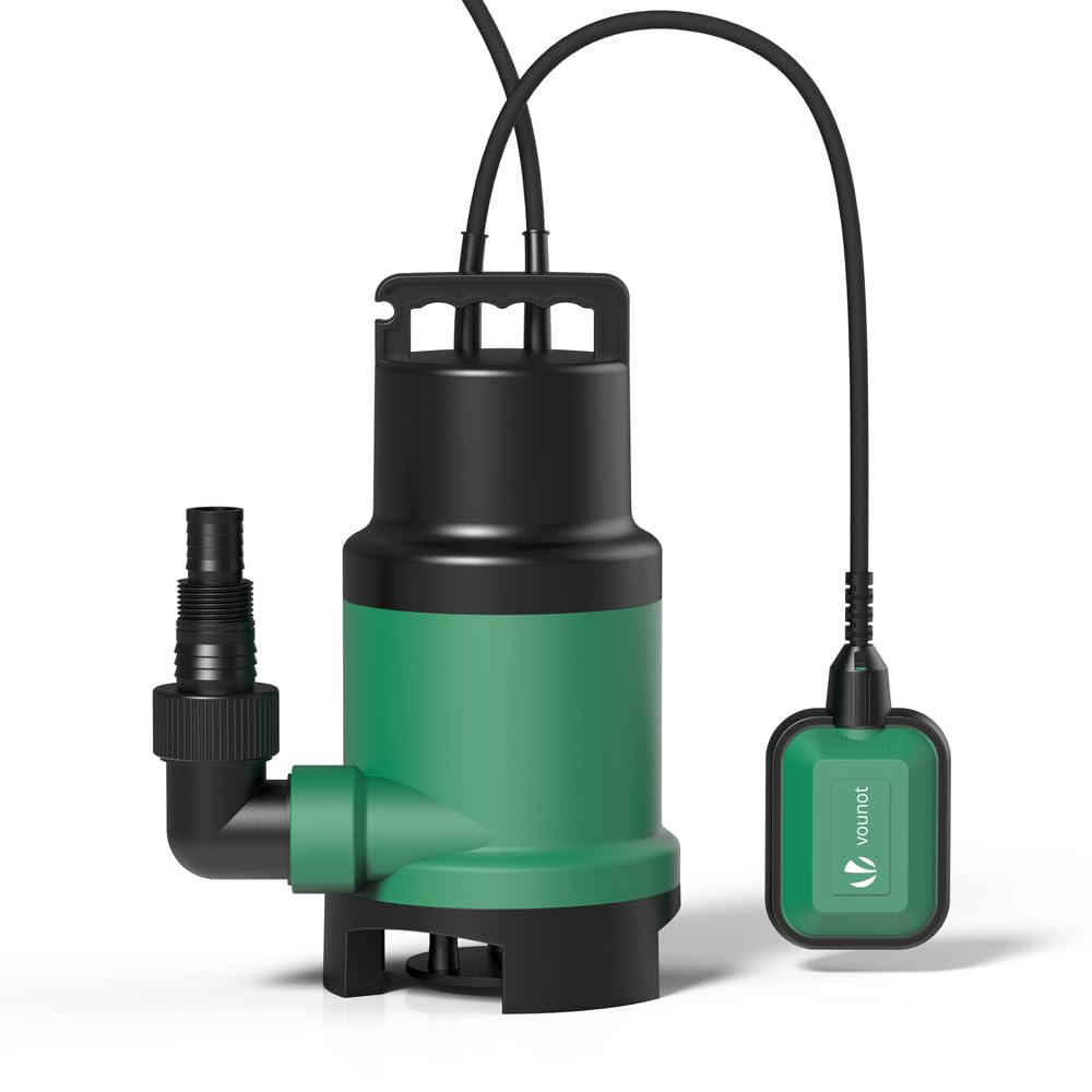 VOUNOT® Pompe d'évacuation pour Eaux Chargés 750W avec Flotteur Max.14000L/​H Profondeur d'immersion 7M