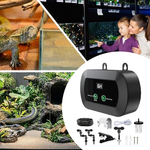 Fogger Terrarium Automatische Reptilienvernebelung mit Timer - Leiser Fogger mit einstellbaren Düsen und manuellem Spray für Vivarium Terrarien
