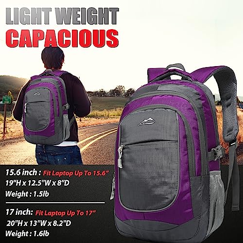 ProEtrade Backpack for College & Travel - Fits 15.6 Laptop, Multi-Compartment, Durable, Reflective (Purple A)