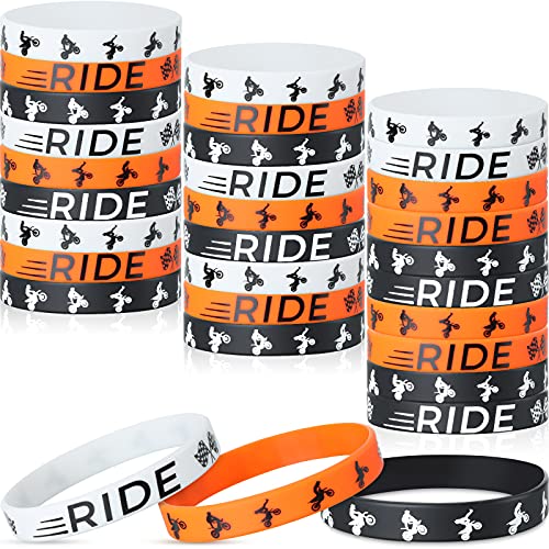 30 Pieces Dirt Bike Party Favors Rubber Bracelets Motocross