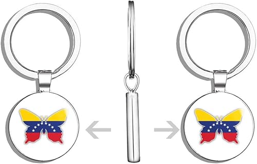 Miniatura 2 de Llavero de acero inoxidable de doble cara con diseño de mariposa de Venezuela, llavero de acero inoxidable, plateado
