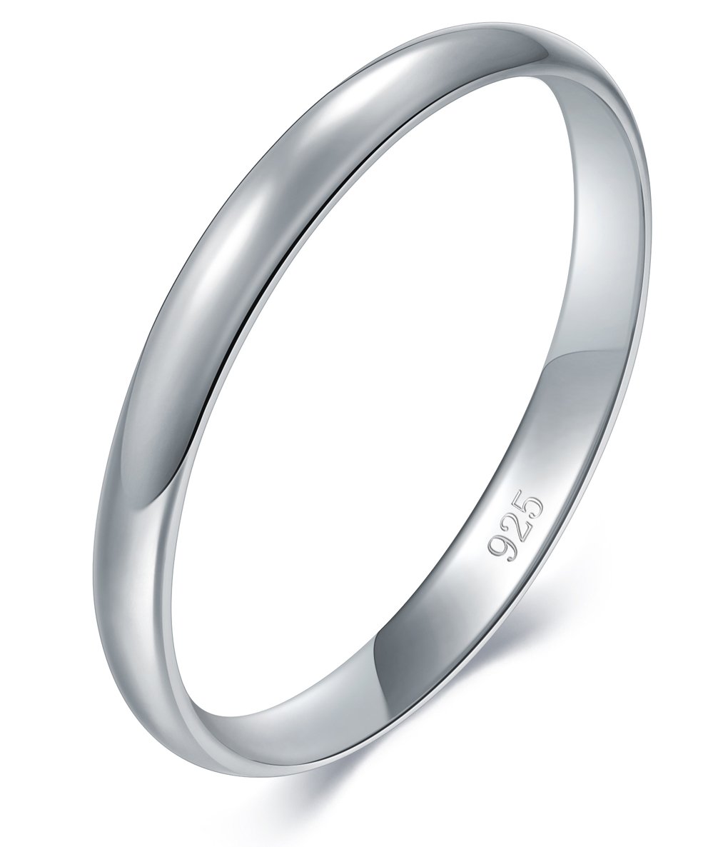 MINDDHA Sterling Silver Wedding Band – 925 Pure Silver Band for Women & Men |Rings for Women | Wedding Rings for Men - 2mm Size 4-12