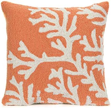 Liora Manne Frontporch Indoor/Outdoor Pillow, 18" Square, Coral Coral