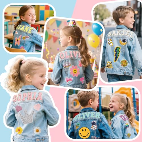 Personalized Kids Denim Jackets with Names, Back to School Outfit for kids 2T-8T, Custom Toddlers Girls Clothes Jean Jackets Easter Birthday Gifts, 1-8 Year Old Gifts for Girls Boys2