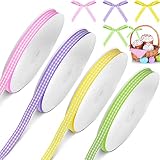 Easter Plaid Fabric Ribbon Spring Gingham Ribbon Checkered Wired Ribbon DIY Craft Pastel Ribbon for