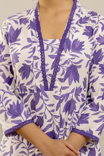 Image of PARTHVI Women's Printed Anarkali Kurta With Palazzo & Dupatta Set