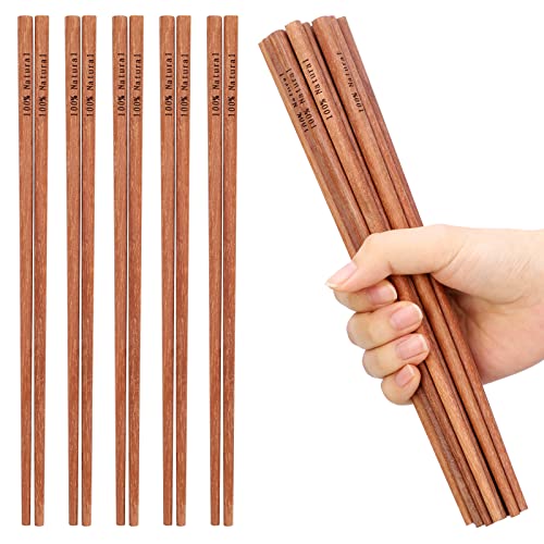 10 Pairs Reusable Natural Wooden Chopstick with 100% Natural Print, No Paint Japanese Chinese ChopSticks 9.84 Inch Chinese Tableware Chopstick Gift Set for Sushi Asian Dishes Noddles Ramen, Sandalwood