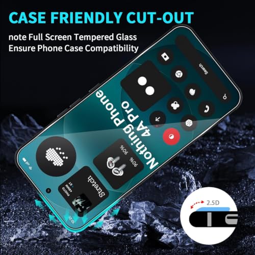 Image of OpenTech Military-Grade Tempered Glass Screen Protector for Nothing Phone 4A / Nothing Phone 4A Pro with Edge to Edge Coverage - Case Friendly, Anti-scratch and Bubble free installation kit