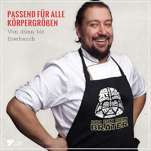 YORA Grillschürze für Männer lustig - Vatertagsgeschenk inkl. BBQ-Urkunde - lustige Geschenke zum Vatertag - Geschenkideen Papa & Opa (Ich bin Dein BRATER) (Brater)