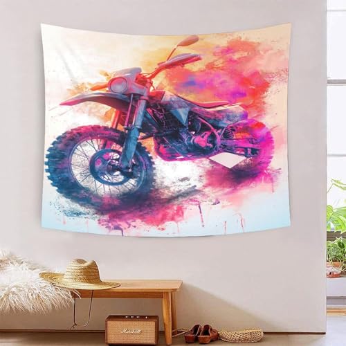 Tapisserie murale pour chambre et dortoir motif vélo hors route 3D déco ado