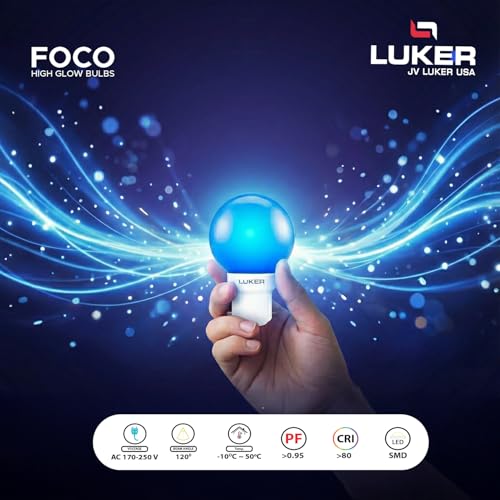 Image of LUKER JVLuker 0.5W LED Bulb B22 Base Energy Efficient Light 120 Degree Wide Beam Coverage High CRI Lights for Home and Office Indoor & Outdoor, 1 Year Warranty (Pack of 1, Blue)