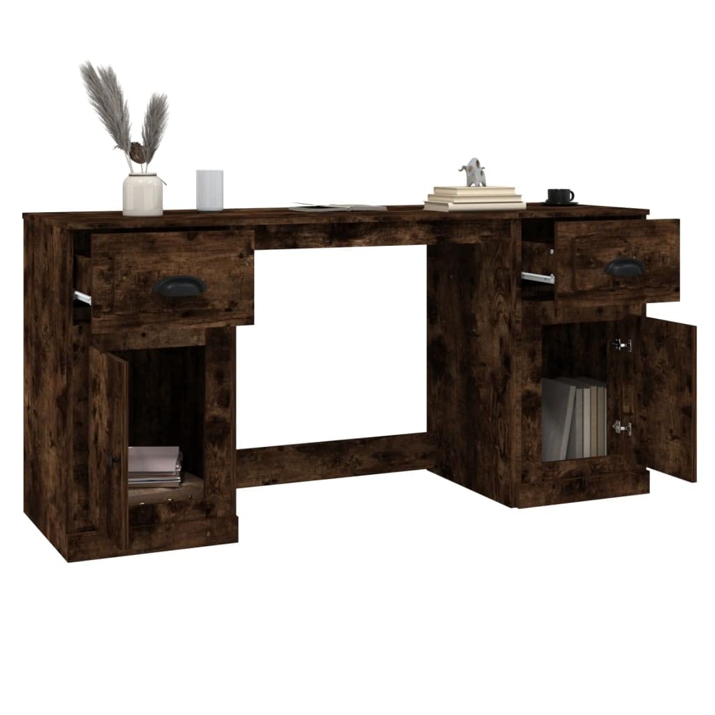 Scrivania con spazio di archiviazione, legno di incenso, 154,5 cm, scrivania per computer per ufficio e studio, stabile scrivania per casa, ufficio, con armadietto per libri e documenti