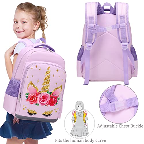 Jianya Girls Backpack For School Kids Backpack Lunch Box Set Unicorn Preschool Kindergarten Bookbag Schoolbag With Chest Strap #TOP1