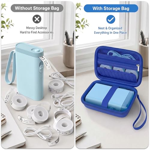 Image of Comecase Case Compatible with Nelko P21 / for Phomemo D30 D35 Label Maker Machine, for JADENS D11 / for SUPVAN Mini Labeler Sticker, Labler Maker Storage for Tape&Accessories (Deep Blue)
