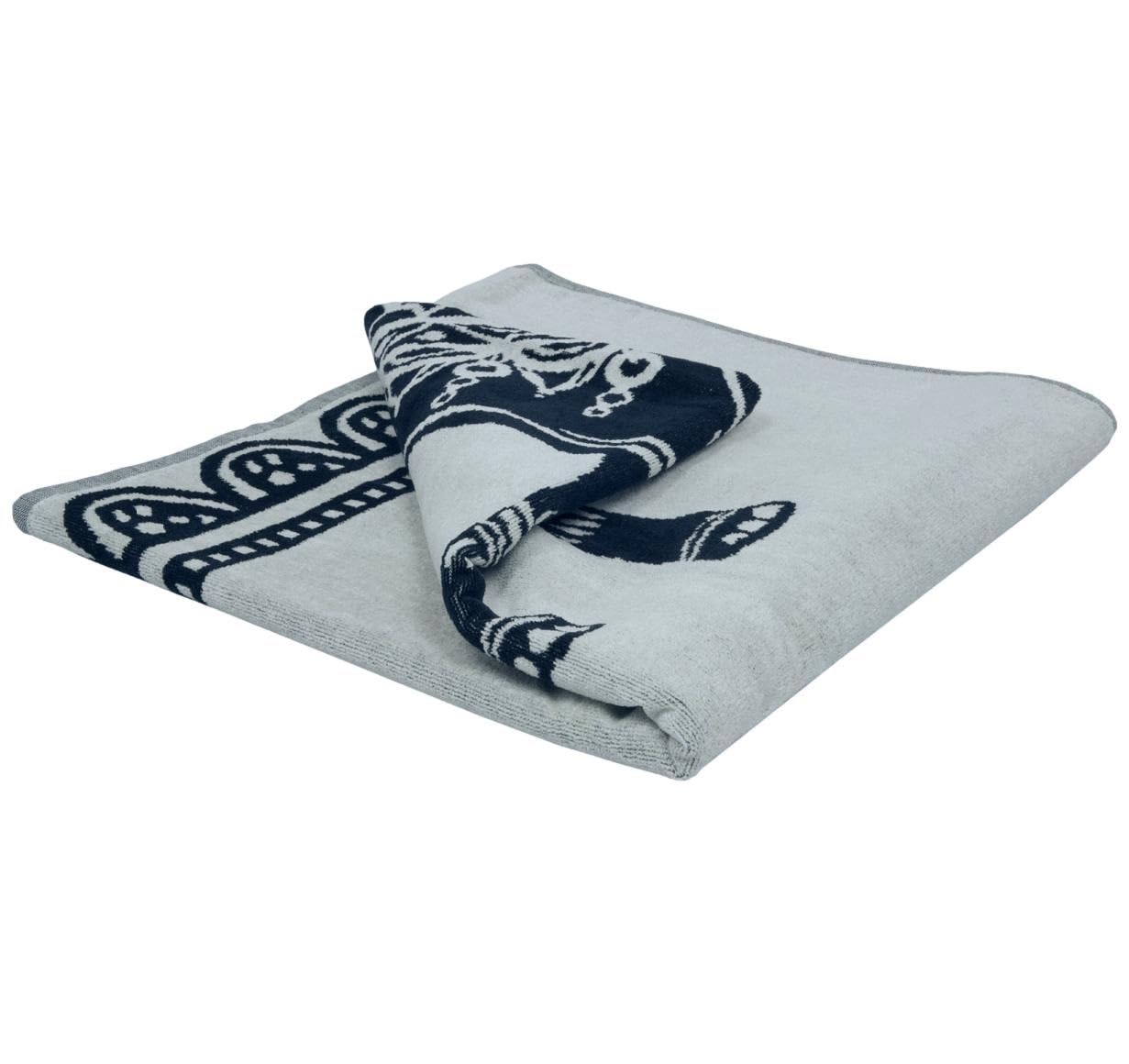 Toalla de playa de rizo jacquard, 90 x 165 cm, modelo Safari, diseño de elefante/toalla de playa súper absorbente, certificado Oeko-Tex