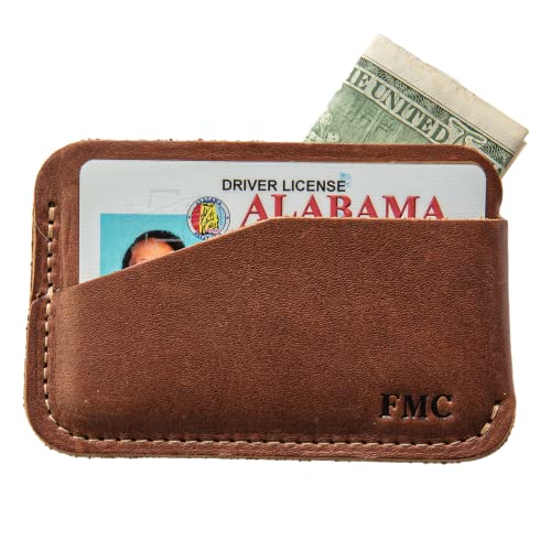 The Charleston Personalized Fine Leather Triple Sleeve Front Pocket Wallet (Brown)