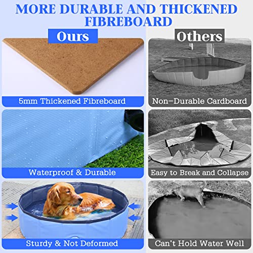 Eooqi Foldable Dog Bath Swimming Pool Plastic Kiddie Pool Portable Tub Collapsible Grooming Bathtub For Pets Kids Baby And Toddler, 32 X 8 Inches Blue #TOP5