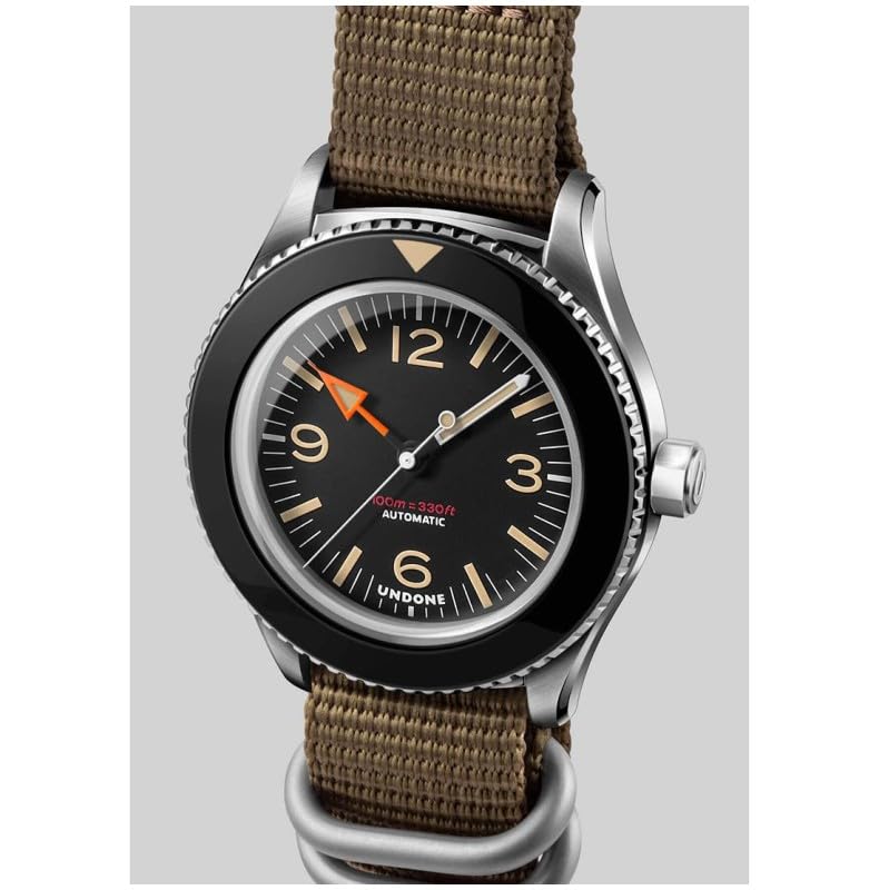 Undone Basecamp Vintage Army Automatyczny zegarek analogowy Zegarek unisex z tkaniny stalowej, pasek