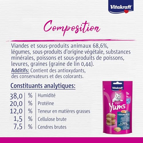 VITAKRAFT - Cat Yums - Friandises Chat Moelleuses Au Saumon - Alimentation Pour Chat - Lot de 9 Sachets Fraîcheur De 40 g - Image 7