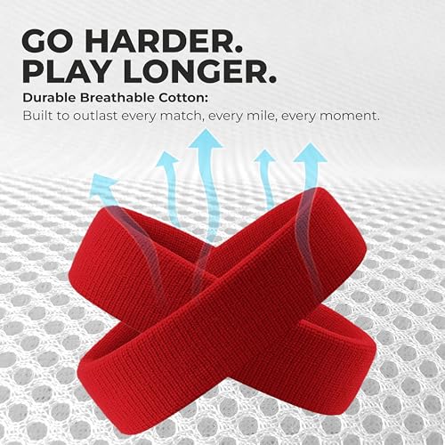Image of Nivia Headband for Men & Women, Moisture Wicking, for Gym & Fitness, Cotton Headband for Sports - Red