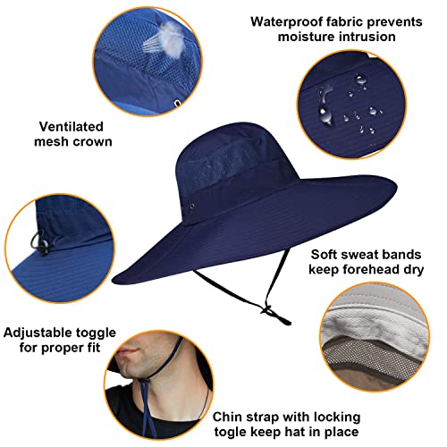 Image of Wide Brim Sun Hat for Men Women UV Protection Ventilated Summer Hats for Fishing Hiking Garden Beach