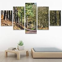 SIGNWIN 5 Panel Canvas Wall Art Green Forest for Home Decorations Ready to Hang - 60