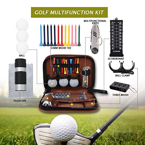 DEWIN Golf Organiser, Brown Leather, for Male Golfers Multifunctional Tool Kit - Image 3