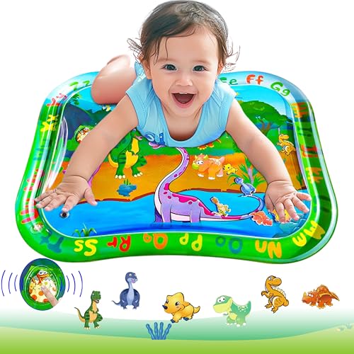 Image of Water Mat for Baby Tummy Time, Inflatable Premium Water Play Mat Enhances Core Muscle Development and Visual Skills in Infants, Dinosaur Water Mat is Perfect for Babies Aged 3 to 36 Months.